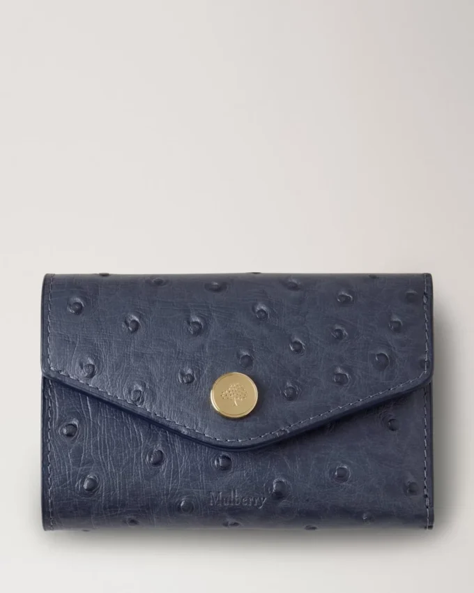 Gefaltete Mehrfach-Kartenbrieftasche Stormy Blue Ostrich Damen Gefaltete Mehrfach-Kartenbrieftasche Stormy Blue Ostrich Damen