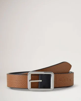 Gesteppter Wende-Gürtel, schwarzes, Silky Calf-Leder, Herren
