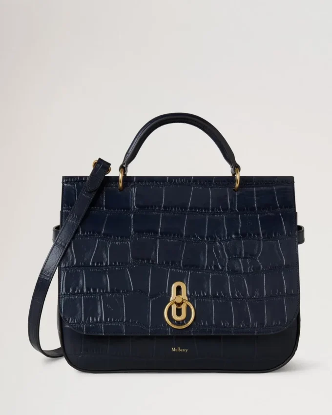 Große Amberley-Handtasche mit Tragegriff „Night Sky“ in mattem Big Croc Große Amberley-Handtasche mit Tragegriff „Night Sky“ in mattem Big Croc