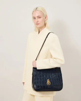 Große Amberley-Handtasche mit Tragegriff „Night Sky“ in mattem Big Croc Große Amberley-Handtasche mit Tragegriff „Night Sky“ in mattem Big Croc