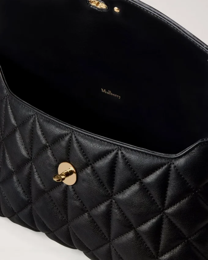 Große Darley-Kosmetiktasche, schwarz, gestepptes Nappaleder