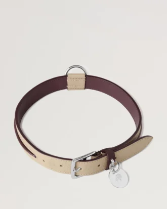 Großes Lederhalsband Dune & Oxblood Small Classic Grain