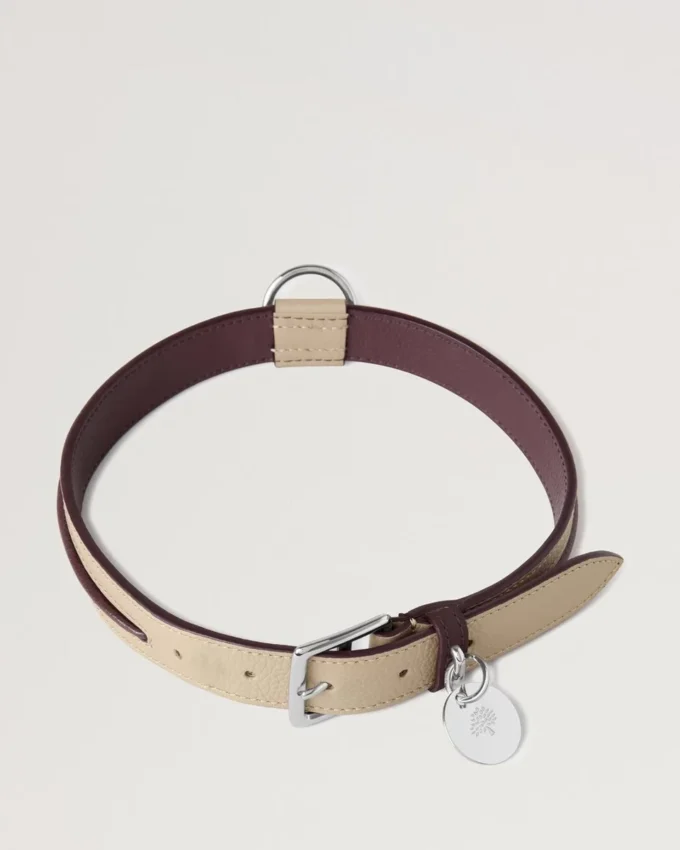 Großes Lederhalsband Dune & Oxblood Small Classic Grain