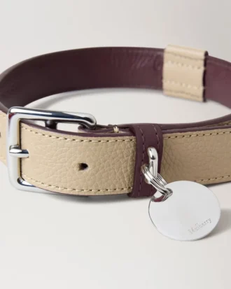 Großes Lederhalsband Dune & Oxblood Small Classic Grain
