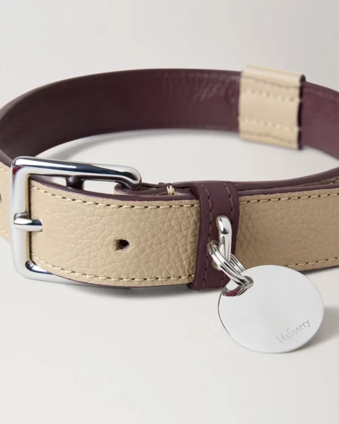 Großes Lederhalsband Dune & Oxblood Small Classic Grain