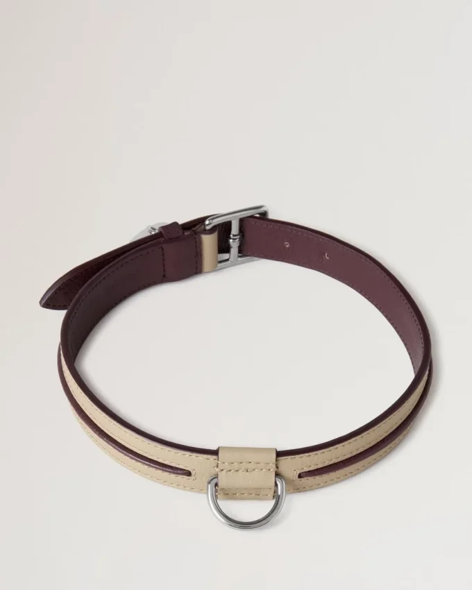 Großes Lederhalsband Dune & Oxblood Small Classic Grain