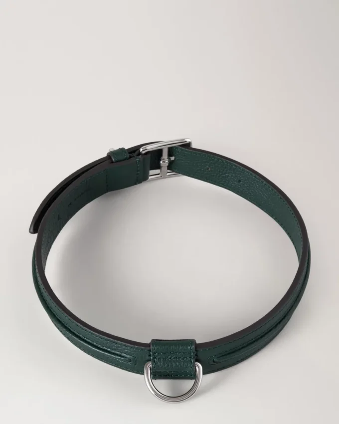 Großes Lederhalsband für Hunde, Mulberry Green, kleine klassische Narbung Großes Lederhalsband für Hunde, Mulberry Green, kleine klassische Narbung