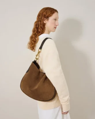 Hackney-Umhängetasche aus Vintage-Eichen-Wildleder für Damen