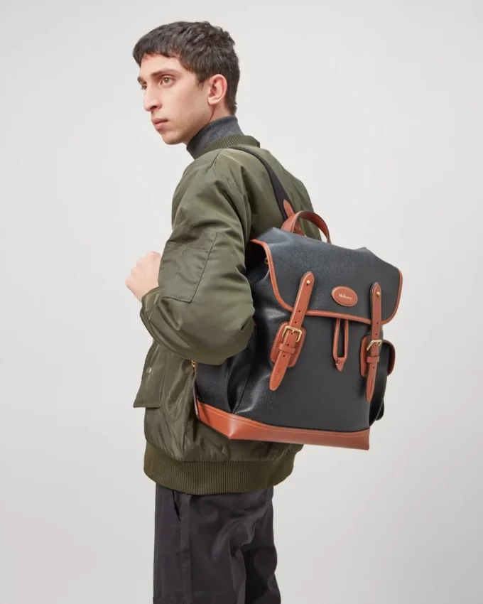 Heritage Rucksack Schwarz & Cognac Bioveg Scotchgrain Heritage Rucksack Schwarz & Cognac Bioveg Scotchgrain