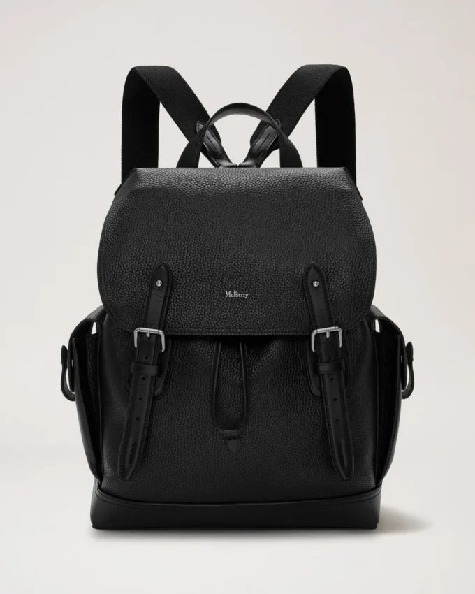 Heritage Rucksack Schwarz Naturgenarbtes Leder Herren