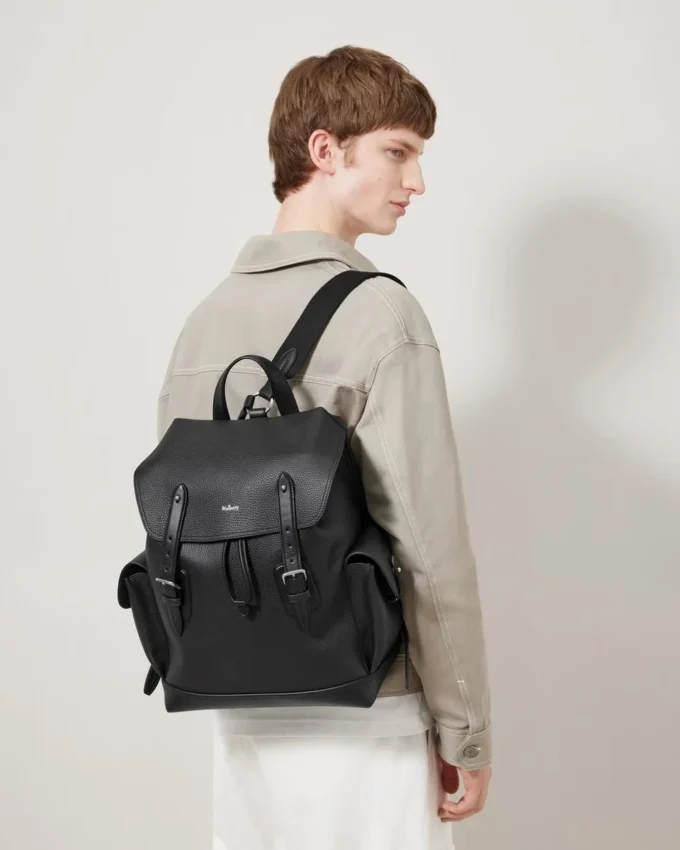 Heritage Rucksack Schwarz Naturgenarbtes Leder Herren