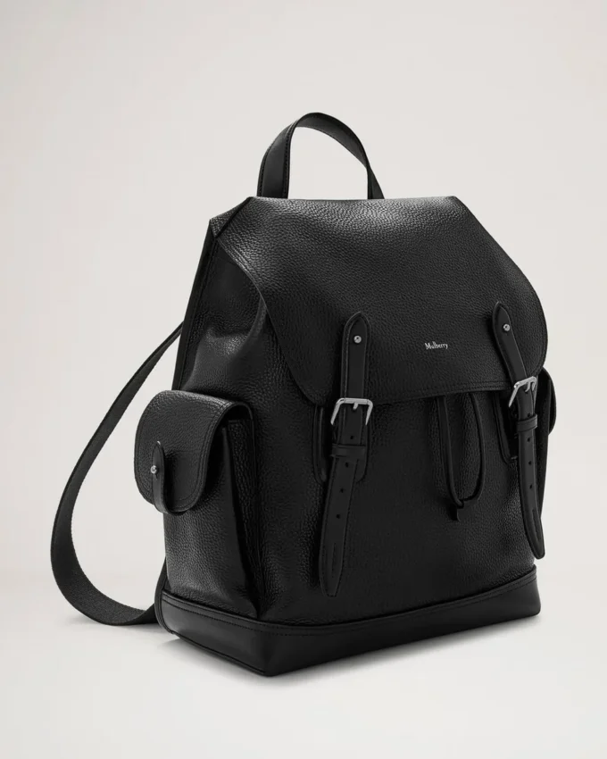 Heritage Rucksack Schwarz Naturgenarbtes Leder Herren