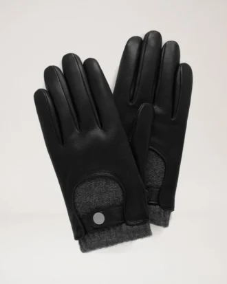 Herren-Motorradhandschuhe Schwarz Glattes Nappaleder Schals & Mützen