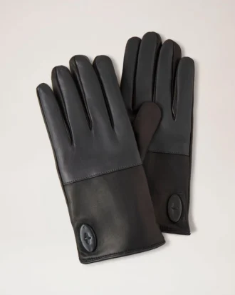 Herren-Touchscreen-Lederhandschuhe aus schwarzem und anthrazitfarbenem Leder