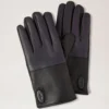 Herren-Touchscreen-Lederhandschuhe aus schwarzem und mitternachtsblauem Leder