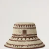 Häkel-Bucket-Hat Beige & Eiche Papier-Raffia Herren Häkel-Bucket-Hat Beige & Eiche Papier-Raffia Herren