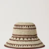 Häkel-Bucket-Hat Beige & Eiche Papier-Raffia Herren Häkel-Bucket-Hat Beige & Eiche Papier-Raffia Herren