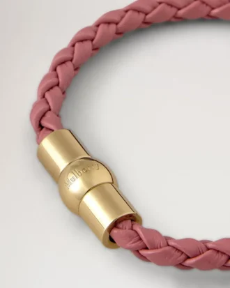 Iris-Armband Pink Scrumpy Small Klassisches Narbleder & plattierter Edelstahl