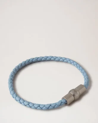Iris-Armband Popeline-Blau, Heavy Grain-Leder & Edelstahl