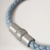 Iris-Armband Popeline-Blau, Heavy Grain-Leder & Edelstahl Iris-Armband Popeline-Blau, Heavy Grain-Leder & Edelstahl