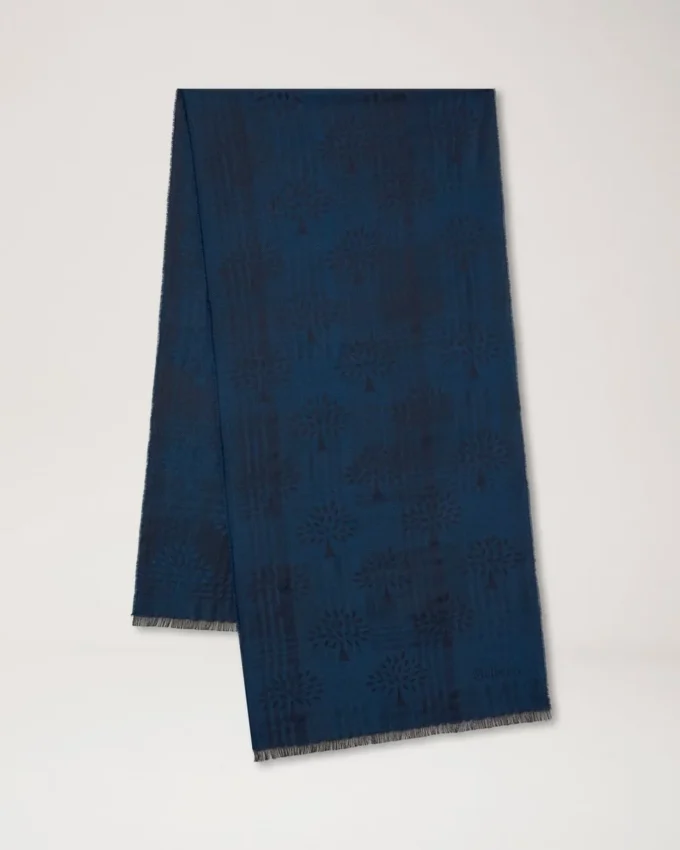 Karierter rechteckiger Schal mit Baummotiv „Night Sky“ aus Wollmischung Karierter rechteckiger Schal mit Baummotiv „Night Sky“ aus Wollmischung