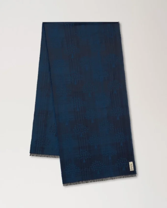 Karierter rechteckiger Schal mit Baummotiv „Night Sky“ aus Wollmischung Karierter rechteckiger Schal mit Baummotiv „Night Sky“ aus Wollmischung