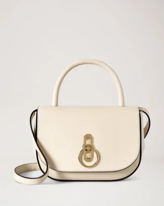 Kleine Amberley-Handtasche mit Tragegriff, in der Farbe „Eggshell Buttery Nappa“