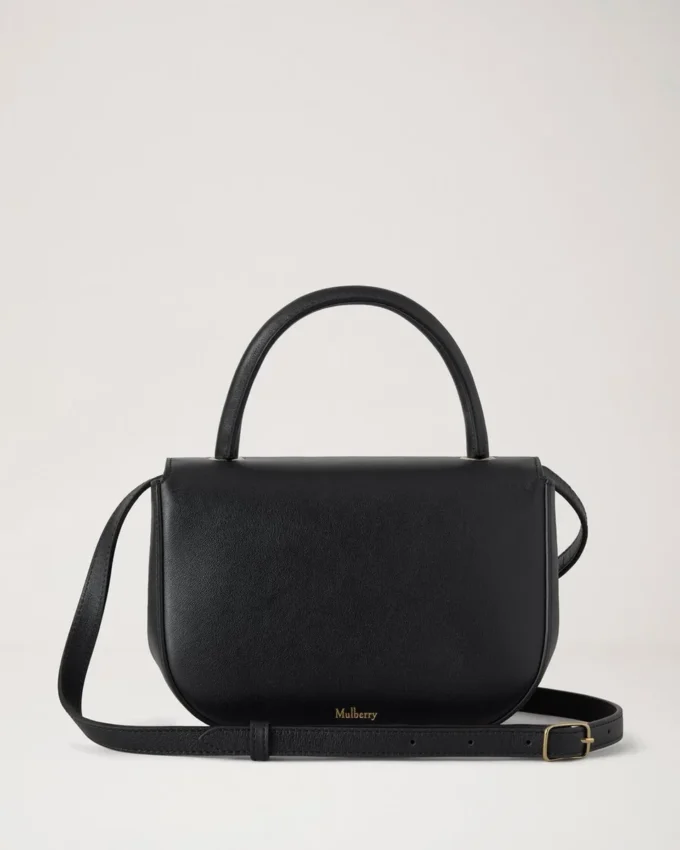 Kleine Amberley-Handtasche mit Tragegriff, schwarzes, geschmeidiges Glattleder Kleine Amberley-Handtasche mit Tragegriff, schwarzes, geschmeidiges Glattleder