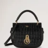 Kleine Amberley-Tasche mit Tragegriff, schwarz, glänzendes kleines Krokodilleder Kleine Amberley-Tasche mit Tragegriff, schwarz, glänzendes kleines Krokodilleder