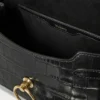 Kleine Amberley-Tasche mit Tragegriff, schwarz, glänzendes kleines Krokodilleder Kleine Amberley-Tasche mit Tragegriff, schwarz, glänzendes kleines Krokodilleder