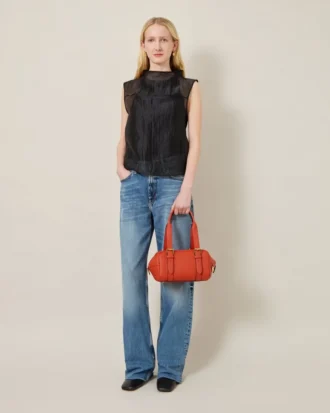Kleine Boston-Tasche in Korallenrot und Orange, Heavy Grain – die Auswahl für festliche Anlässe