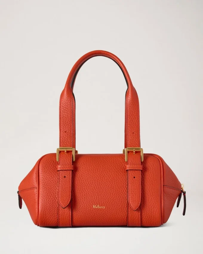 Kleine Boston-Tasche in Korallenrot und Orange, Heavy Grain – die Auswahl für festliche Anlässe Kleine Boston-Tasche in Korallenrot und Orange, Heavy Grain – die Auswahl für festliche Anlässe