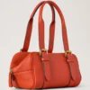 Kleine Boston-Tasche in Korallenrot und Orange, Heavy Grain – die Auswahl für festliche Anlässe Kleine Boston-Tasche in Korallenrot und Orange, Heavy Grain – die Auswahl für festliche Anlässe