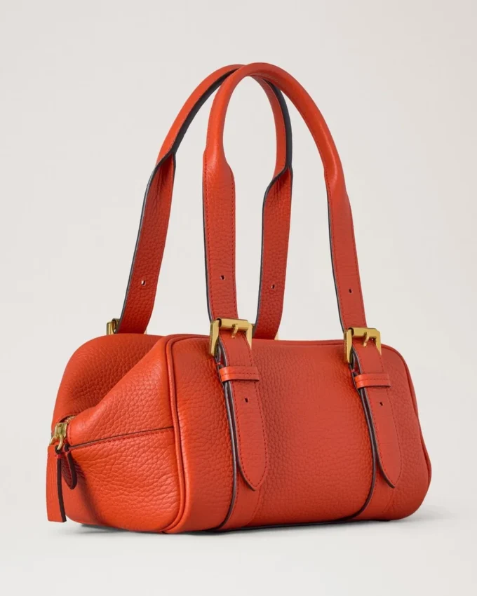Kleine Boston-Tasche in Korallenrot und Orange, Heavy Grain – die Auswahl für festliche Anlässe Kleine Boston-Tasche in Korallenrot und Orange, Heavy Grain – die Auswahl für festliche Anlässe