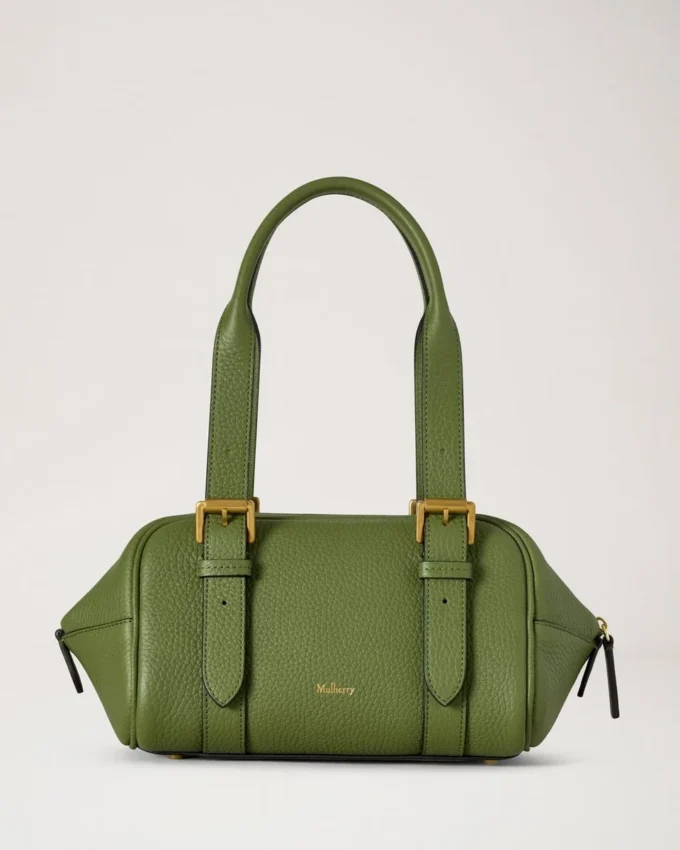 Kleine Boston-Tasche mit Fern-Muster und Heavy Grain-Finish als Geschenk