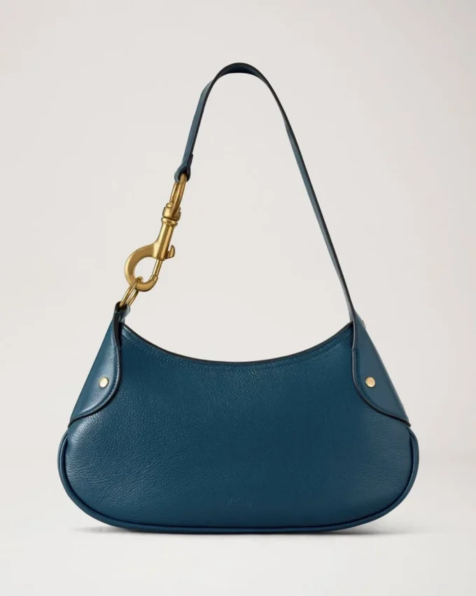Kleine Hackney-Umhängetasche aus blauem Hochglanzleder Kleine Hackney-Umhängetasche aus blauem Hochglanzleder