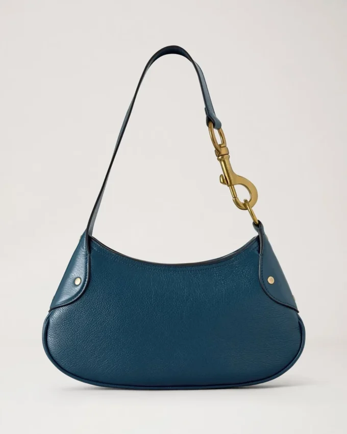 Kleine Hackney-Umhängetasche aus blauem Hochglanzleder Kleine Hackney-Umhängetasche aus blauem Hochglanzleder