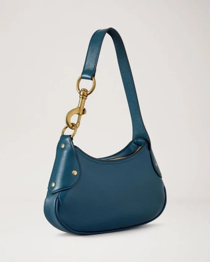 Kleine Hackney-Umhängetasche aus blauem Hochglanzleder Kleine Hackney-Umhängetasche aus blauem Hochglanzleder