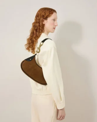 Kleine Hackney-Umhängetasche Vintage Oak Wildleder-Taschen