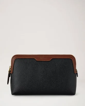 Kleine Kosmetiktasche Schwarz & Cognac Bio-basiertes Scotchgrain