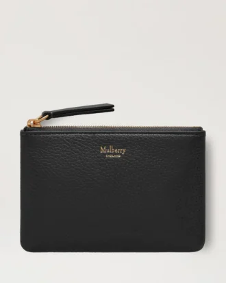 Kleine Münztasche mit Reißverschluss, schwarz, Small Classic Grain, Damen