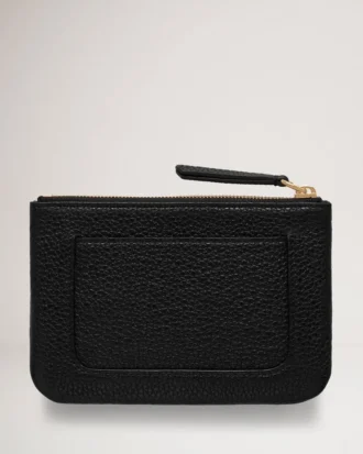 Kleine Münztasche mit Reißverschluss, schwarz, Small Classic Grain, Damen