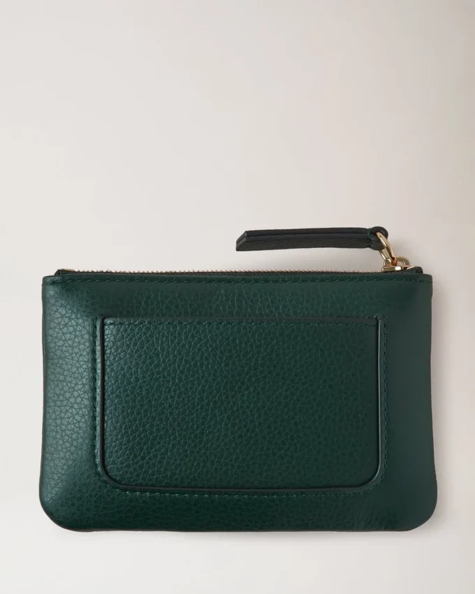 Kleine Münztasche mit Reißverschluss und Mulberry-Plakette, Mulberry Green, klein, klassisches Narbungsmuster Kleine Münztasche mit Reißverschluss und Mulberry-Plakette, Mulberry Green, klein, klassisches Narbungsmuster