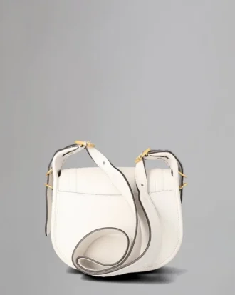 Kleine Sadie-Tasche aus gebrauchtem weißem Ziegenleder mit Print