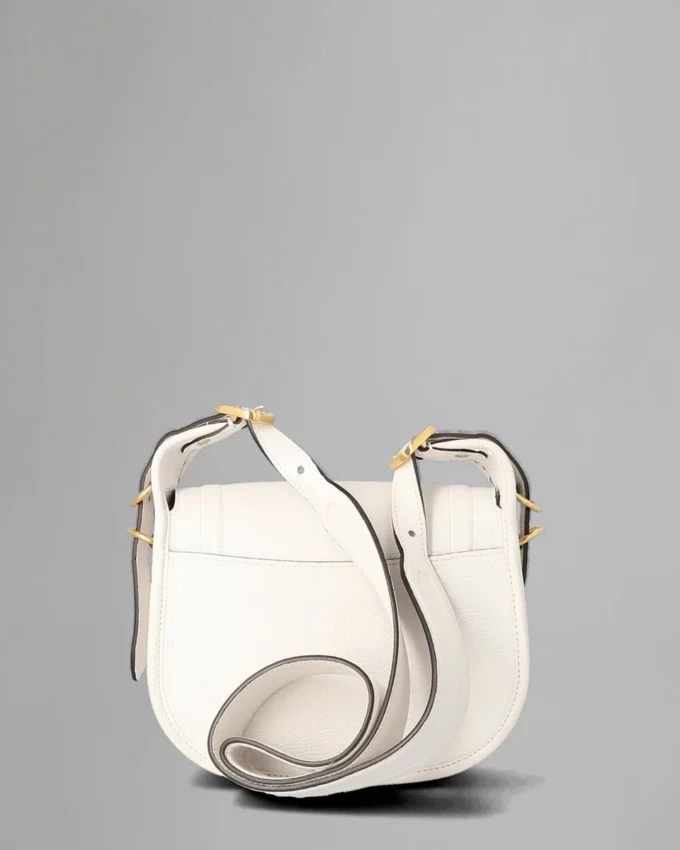 Kleine Sadie-Tasche aus gebrauchtem weißem Ziegenleder mit Print Kleine Sadie-Tasche aus gebrauchtem weißem Ziegenleder mit Print