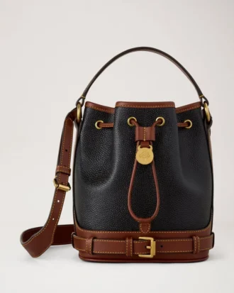 Kleine Scotchgrain-Beuteltasche Schwarz & Cognac Bio-basiertes Scotchgrain