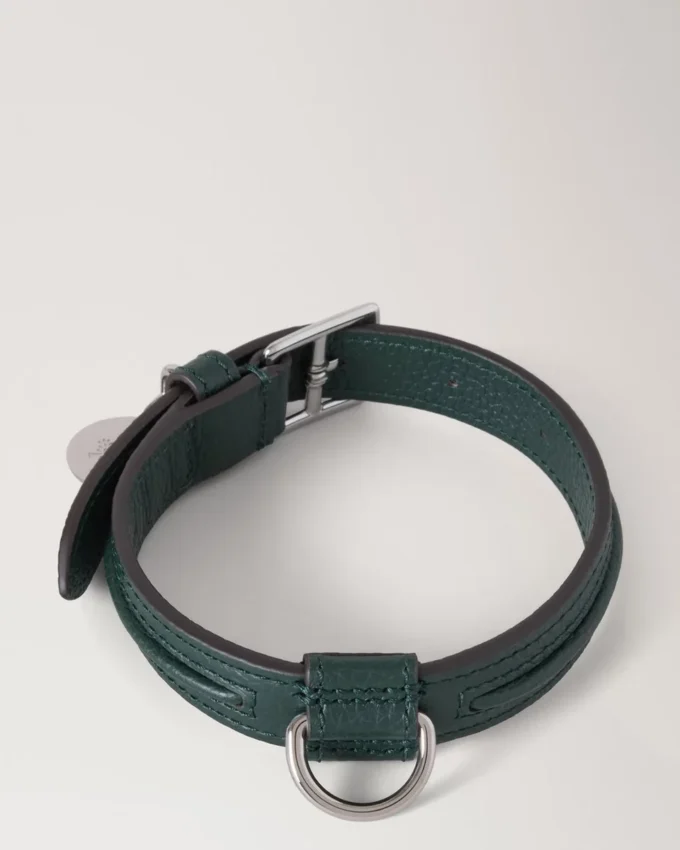 Kleines Hundehalsband aus Leder, Mulberry Green, kleine klassische Narbung Kleines Hundehalsband aus Leder, Mulberry Green, kleine klassische Narbung