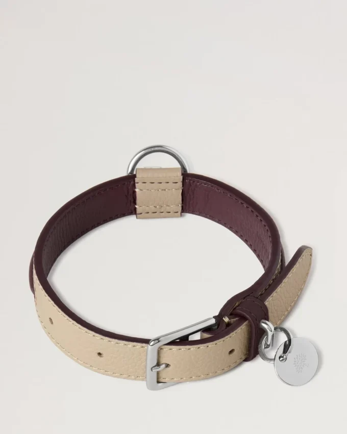 Kleines Lederhalsband Dune & Oxblood Small Classic Grain Kleines Lederhalsband Dune & Oxblood Small Classic Grain