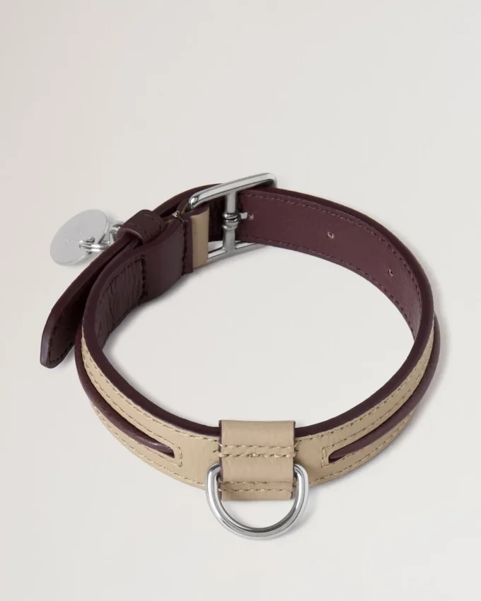Kleines Lederhalsband Dune & Oxblood Small Classic Grain Kleines Lederhalsband Dune & Oxblood Small Classic Grain
