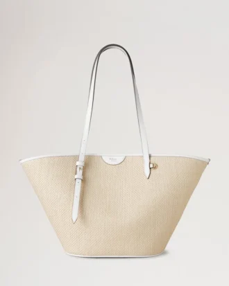 Korb-Tasche Weiß Raffia Damen